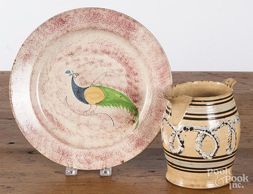 Red spatter peafowl plate