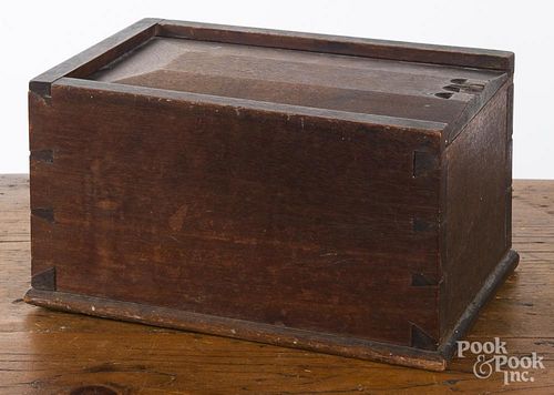 Walnut slide lid box, 19th c.