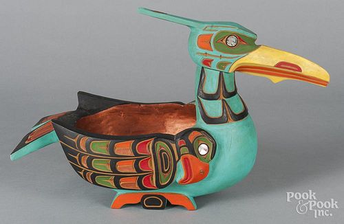 Northwest Coast carved and painted bowl