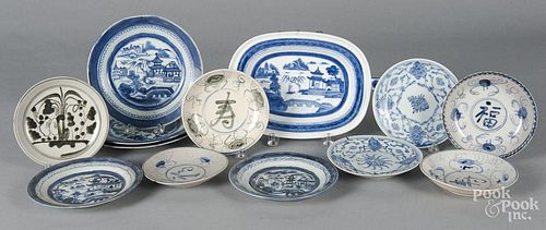 Twelve Chinese blue and white porcelain plates