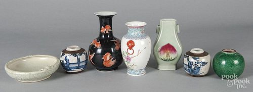 Six Chinese and Japanese porcelain vases