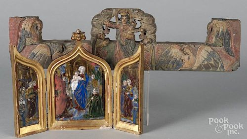 Enameled copper triptych