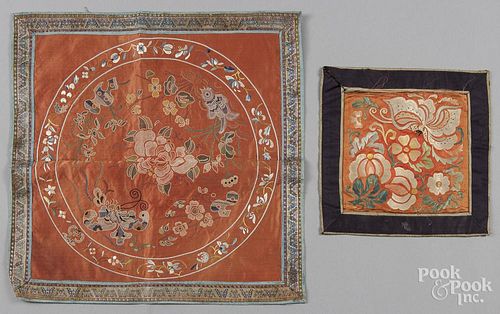 Four Chinese silk embroideries.