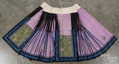 Chinese silk embroidered skirt.