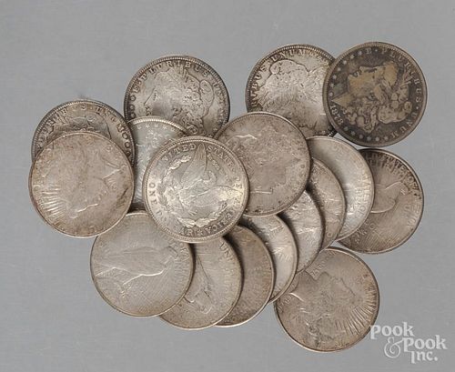 Ten US Liberty Head silver dollars