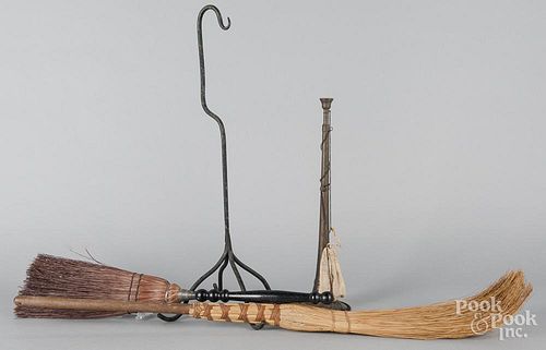 Two hearth brooms