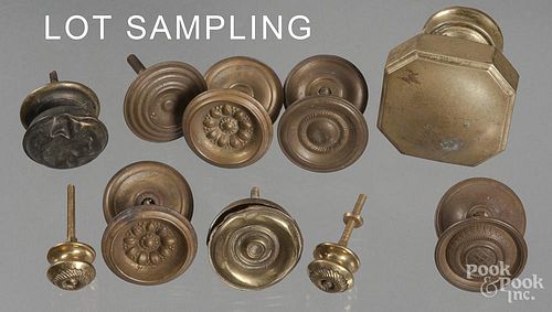 Collection of brass furniture pulls