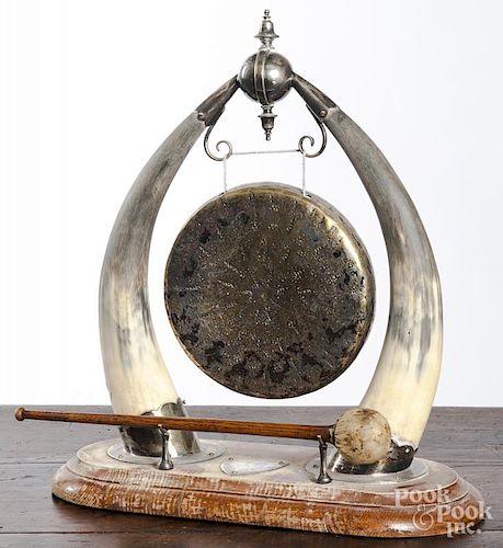 Horn and silver plated gong