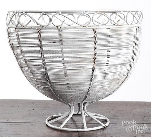 Painted iron and wire garden basket