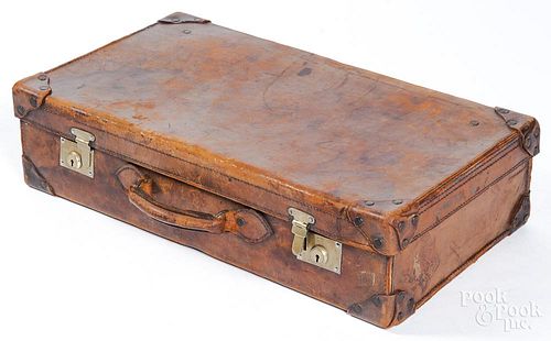 Early leather suitcase