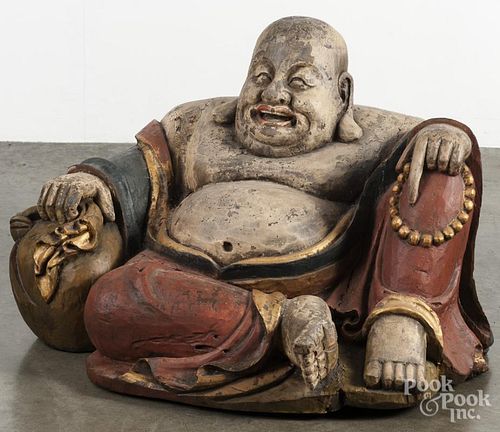 Large carved and painted Buddha
