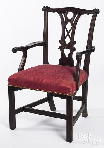 Kindel Chippendale style mahogany armchair.