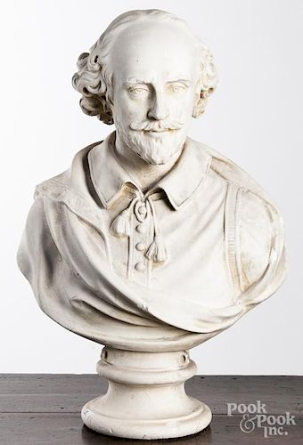 Large plaster bust of Shakespeare by Caproni Bros.