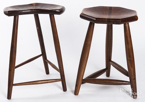 Two walnut stools by Scott Work