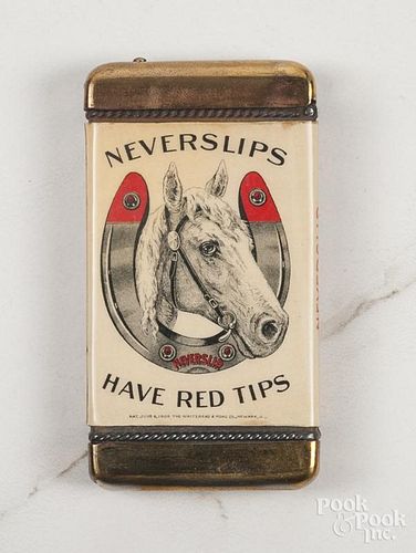 Neverslips horseshoe celluloid match vesta safe
