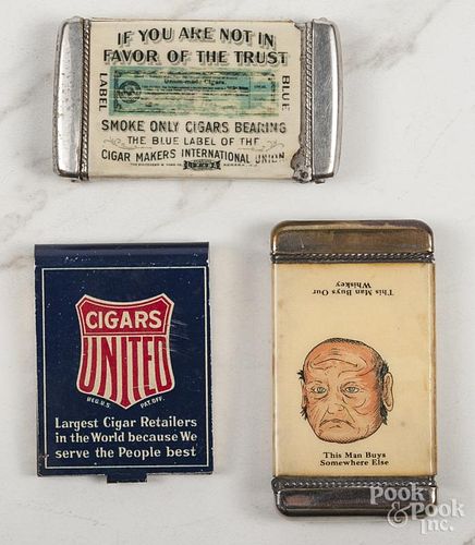 Three cigar advertising match vesta safes