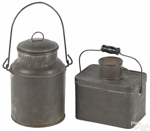 Child's tin lunch container and milk container