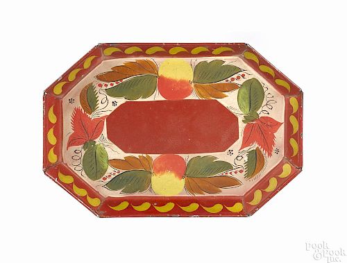 Red toleware tray