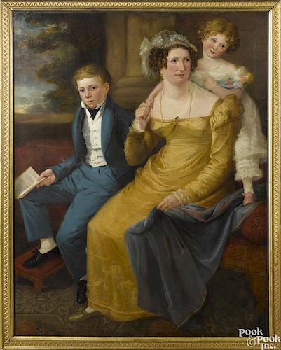 American oil on canvas family portrait