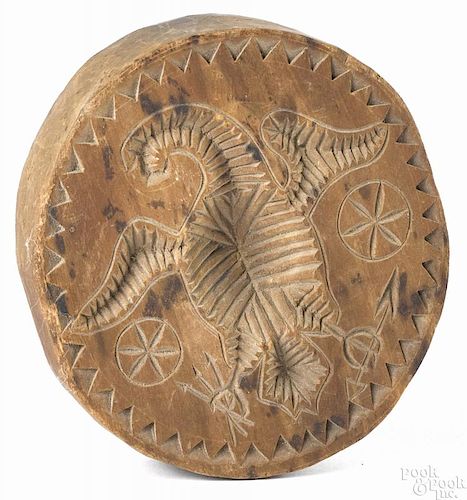 Carved pine eagle butter stamp