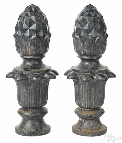 Pair of cast pineapple rchitectural elements