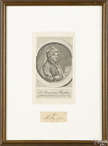 Benjamin Franklin clipped signature