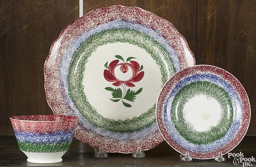 Red, green, and blue rainbow spatter plate