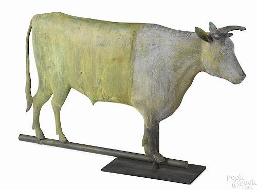 Swell bodied copper bull weathervane