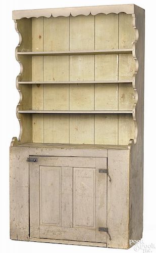 Painted pine stepback cupboard