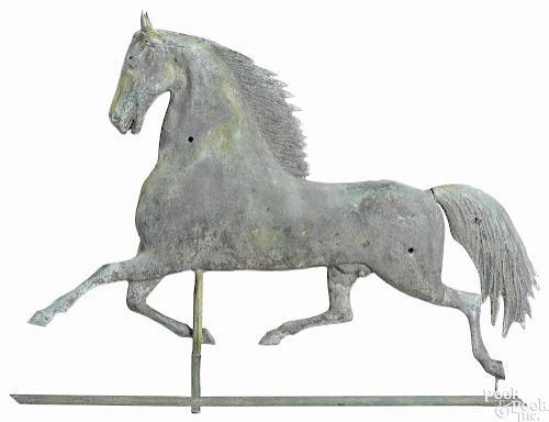 Molded swell bodied copper horse weathervane