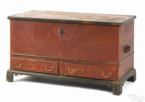 PA Chippendale painted pine blanket chest