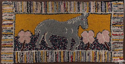 American hooked rug with horse