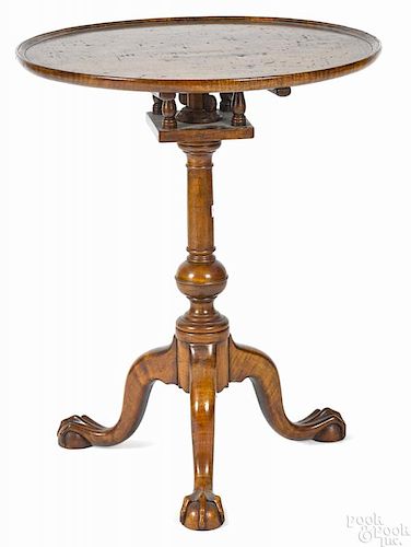 Chippendale style tiger maple candlestand