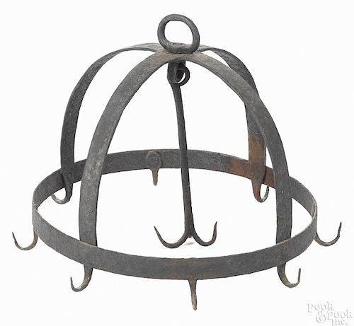Wrought iron hanging meat rack
