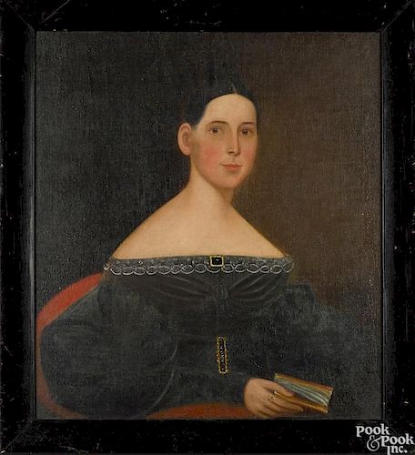 New England oil on canvas folk portrait