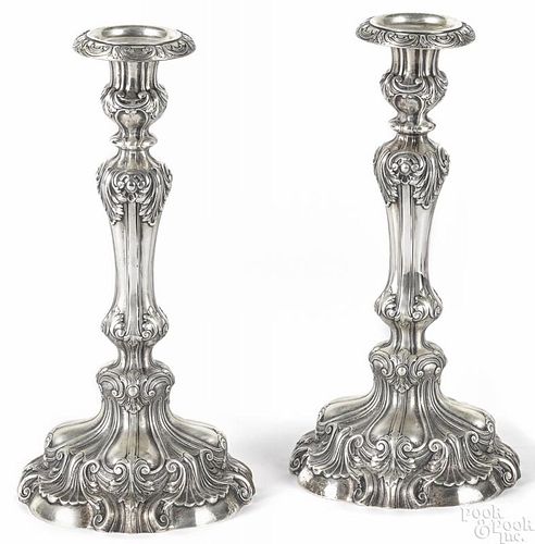 Pair of Gorham weighted silver candlesticks