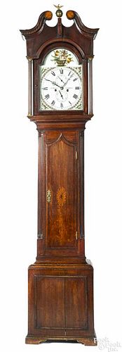 English oak tall case clock
