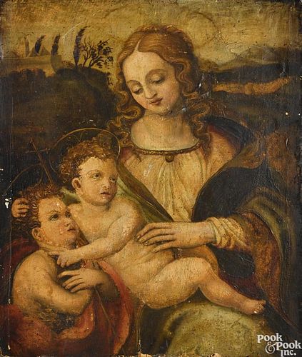 Old Masters oil on panel of Mother and Child
