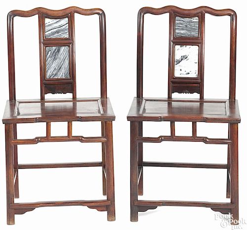 Pair of Chinese rosewood side chairs