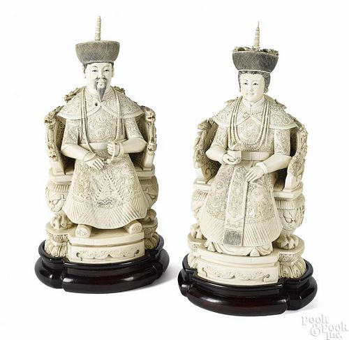 Pair of Chinese carved ivory figures