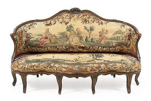 * A Louis XV Painted Canape Height 45 x width 74 x depth 34 inches.