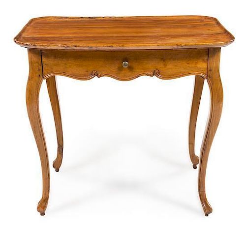 * A Louis XV Style Fruitwood Side Table Height 29 x width 32 1/2 x depth 23 1/2 inches.