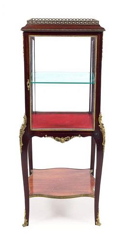 A Louis XV Style Gilt Bronze Mounted Vitrine Height 50 1/4 inches.