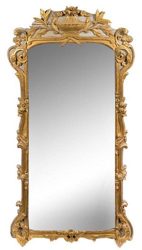 * A Louis XVI Painted and Gilt Pier Mirror