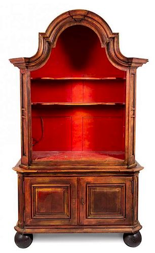 * An Italian Painted Step-Back Cabinet Height 122 1/8 inches.