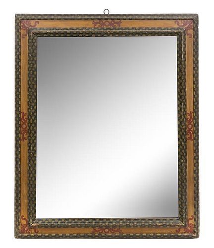An Italian Style Painted Mirror Height 45 x width 37 1/2 inches.