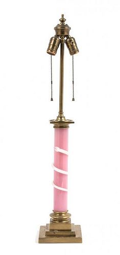 * An Italian Glass Column Height 29 1/2 inches.