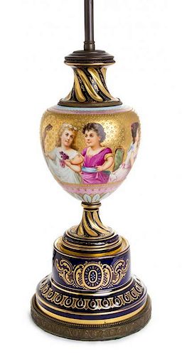 A Vienna Porcelain Urn Height 13 3/4 inches.