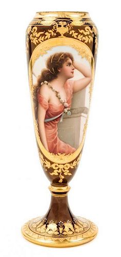* A Vienna Porcelain Vase Height 8 3/4 inches.