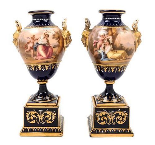 * A Pair of Vienna Porcelain Urns